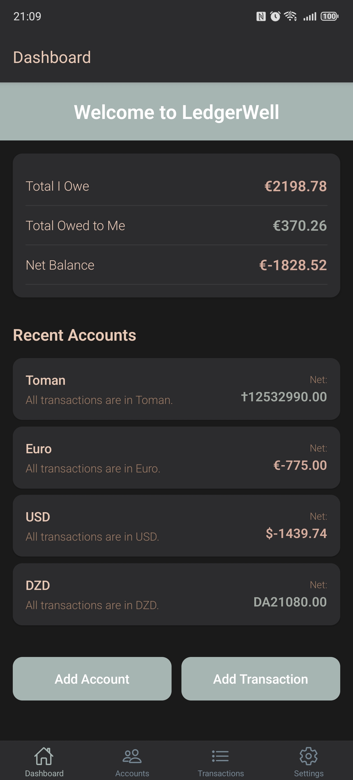 LedgerWell Screenshot 1